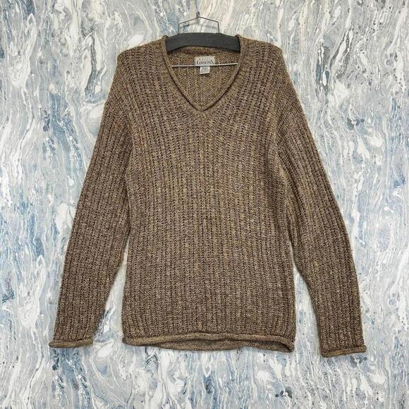 Basic Editions Vintage Brown Marled V-Neck Sweater (M) - Picture 1 of 5